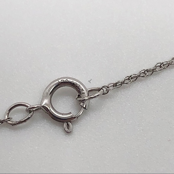 14k white gold blue sapphire and diamond pendant 14k chain necklace - Picture 8 of 10